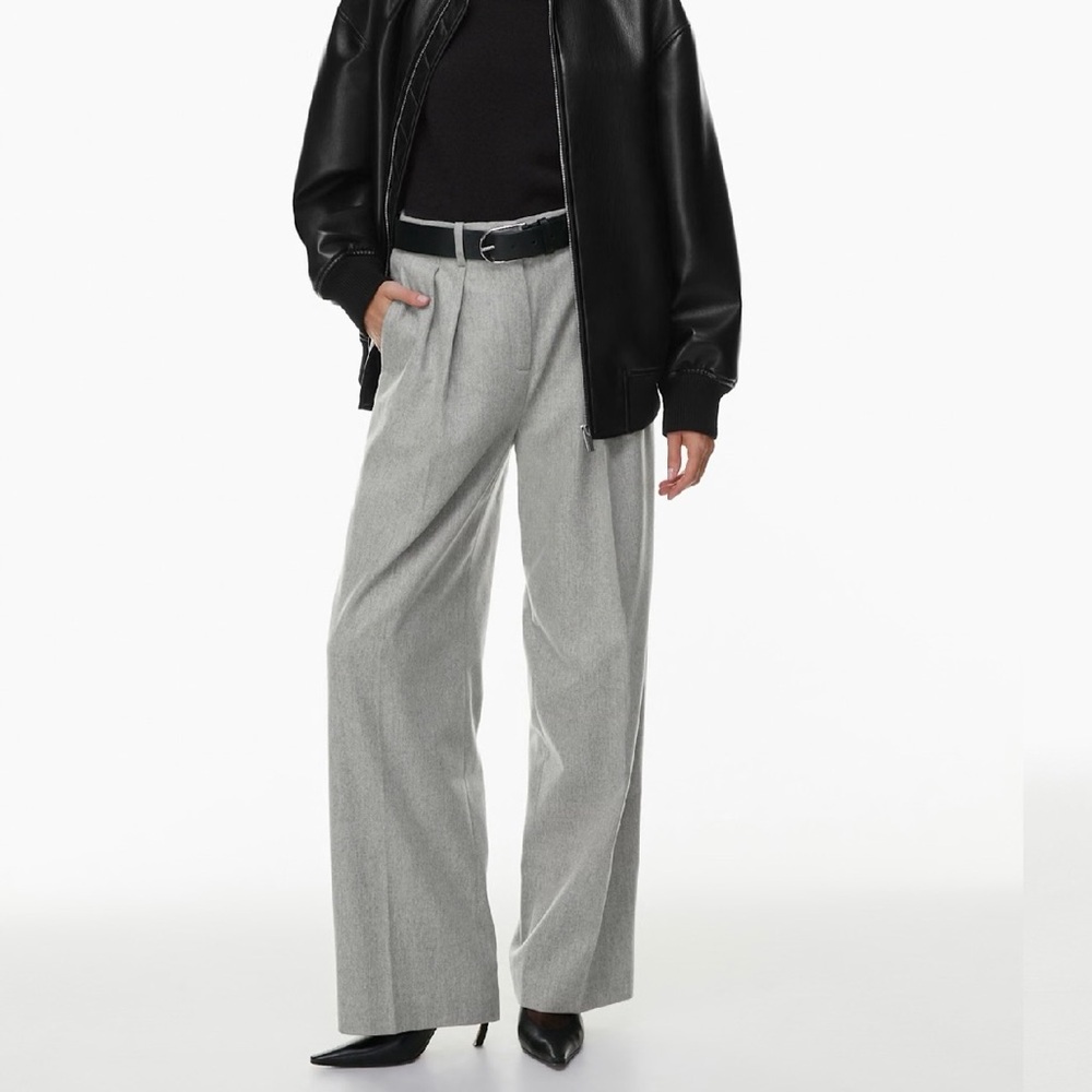 Aritzia Babaton Light Gray Wide-Leg Trousers